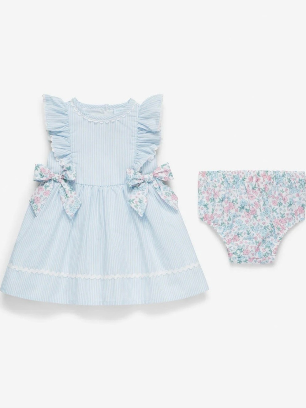 NWT Draper James Light Blue Striped Baby Dress  - 6/9 months